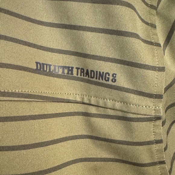 DULUTH Trading Co Men's 2XL Green Striped Short Sleeve Shirt - Picture 3 of 5